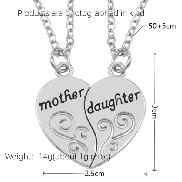 2pcs Antique Silver-plated Necklace Fashionable Mother Beautiful Daughter Combination For Love Parent Child Style Jewelry - Image 6