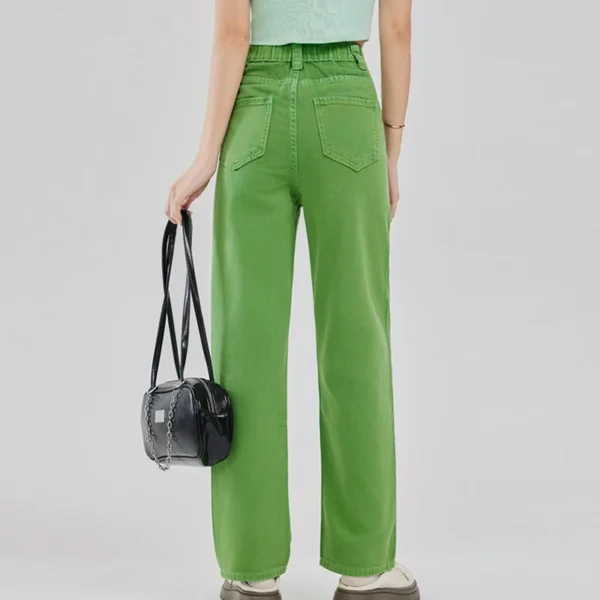 Green Colors Bright Denim Jeans Women Narrow Edition Straight Wide Leg Trendy New High Waist Fashion Brand New Arrivals Jeans - Image 6