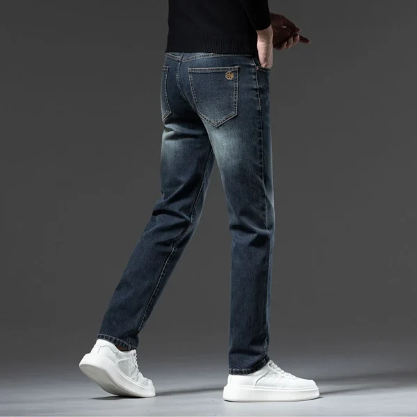 Brown Fashion Denim Jeans Men Luxury Cotton Elastic Trend Retro High Quality Casual Business Nostalgic Men's Straight Trousers - Image 6