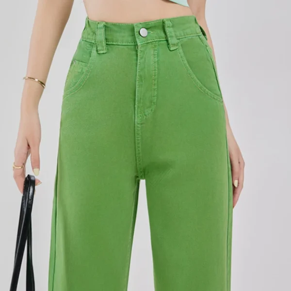 Green Colors Bright Denim Jeans Women Narrow Edition Straight Wide Leg Trendy New High Waist Fashion Brand New Arrivals Jeans - Image 2