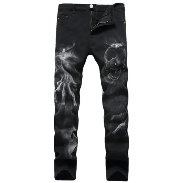Blue Men 3D Printing Jeans Denim Black Wolf Pattern Printed Punk Straight Cotton Casual Print Denim Pants Asian Size 28-42 - Image 3