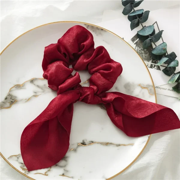 New Chiffon Bowknot Elastic Hair Bands For Women Girls Solid Color Scrunchies Headband Hair Ties Ponytail Holder Hair Accessorie - Image 3