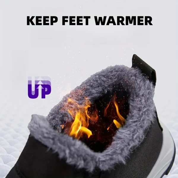 Women's Fleece Lined Snow Boots, Winter Warm Waterproof Slip On Ankle Boots, Thermal Outdoor Short Boots - Image 4