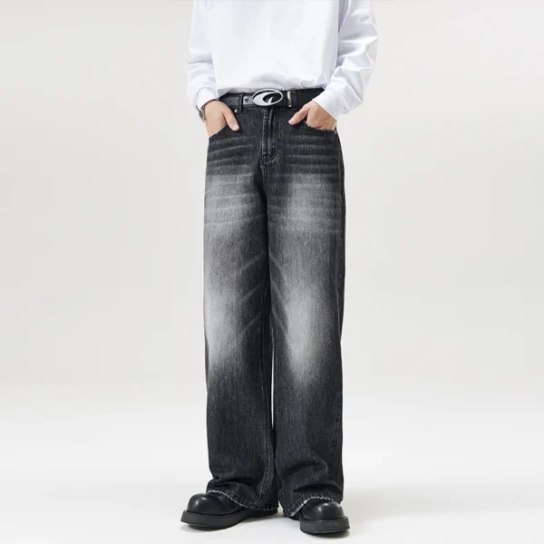 Men's Retro Jeans Korean High Street Hip-hop Loose Straight Leg Wide Leg Pants Y2k Fashion Baggy Pants Street Clothing 4 Colors