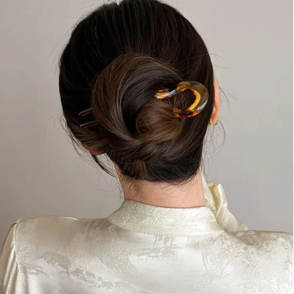 U-Shaped Hair Fork Fashion Tortoiseshell Acetate Hairpin Geometric Design Headwear Hair Sticks Women Girls - Image 3