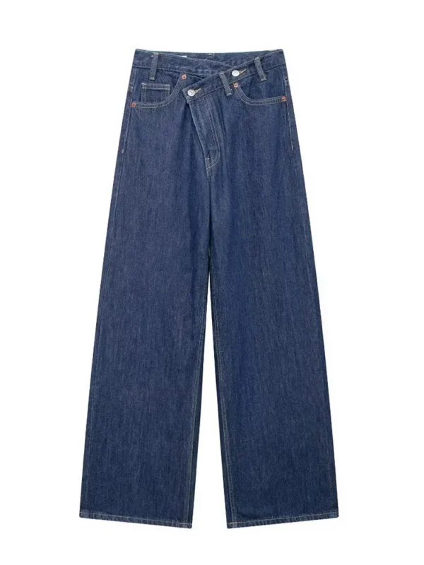 TFMLN Autumn Women Denim Jeans Causal Ladies Zipper Wide Leg Long Pants Vintage Pockets Loose Streetwear Baggy Chic Trousers - Image 4