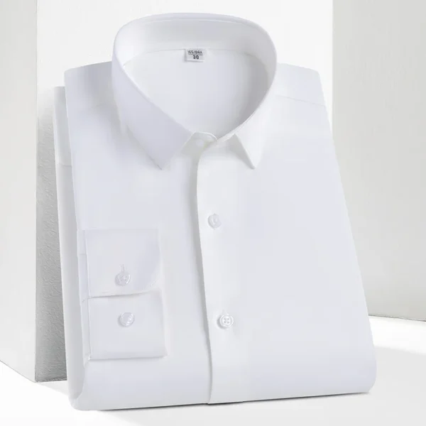 New men's social shirts long sleeve smooth comfort soft casual without pocket solid Dress shirt regular fit wrinkle Free Man Top - Image 4