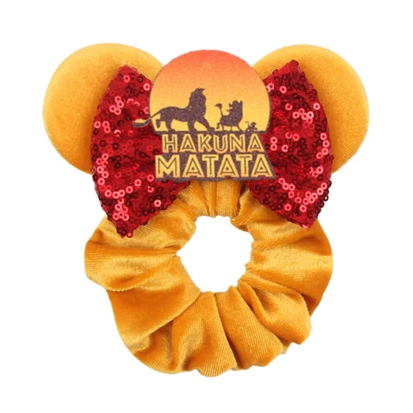 Disney Mouse Ears Velvet Scrunchies Hairband Women Elastic Ponytail Holder Girls Sequin Bow 2023 Kids Party DIY Hair Accessories - Image 3