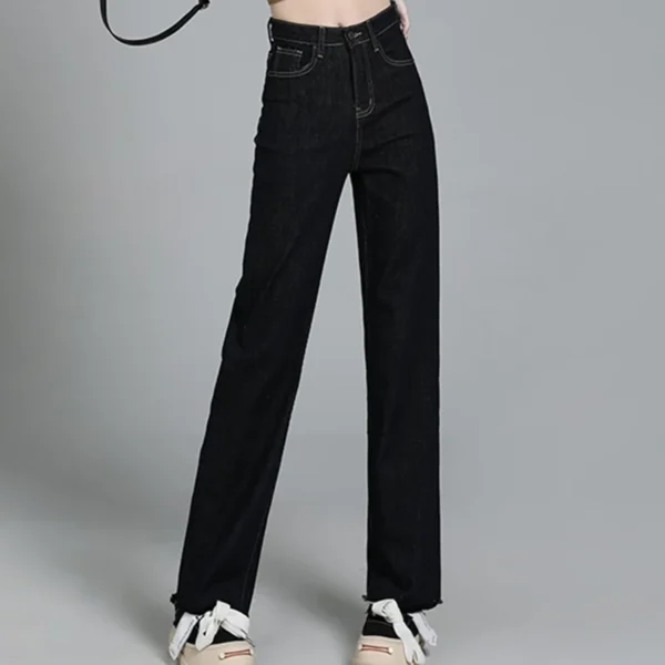 Female High Waisted Vintage Denim Straight Leg Jeans Girls Trashy Y2k 2000s Wide Leg Pants Women High Street Deep Blue Trousers - Image 4