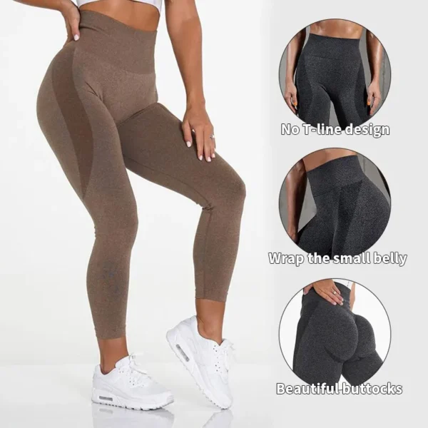 Women Sport Leggings Fitness Yoga High Waist Butt Lift Curves Workout Tights Elastic Gym Training Pants Female Seamless Pants - Image 4