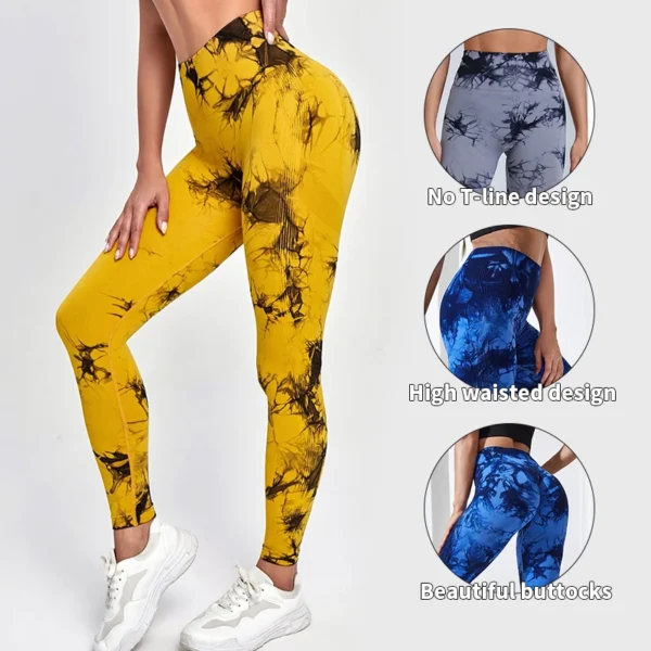 Tie Dye Yoga Pants Sport Leggings Women Seamless High Waist Push Up Woman Tights Fitness Workout Leggins Gym Clothing 2023 New - Image 4