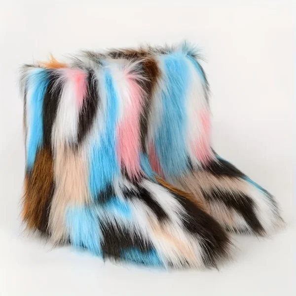 Y2K Fluffy Mid-calf Boots Winter Women Fashion Snow Boots Warm Cotton Shoes - Image 5