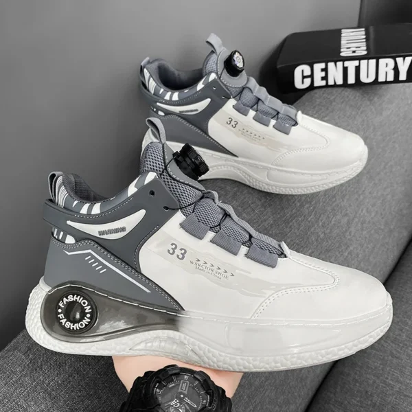 Mens Sneakers with Rotating Buckle Comfy Non Slip Lace up Durable Shoes for Mens Outdoor Activities - Image 3