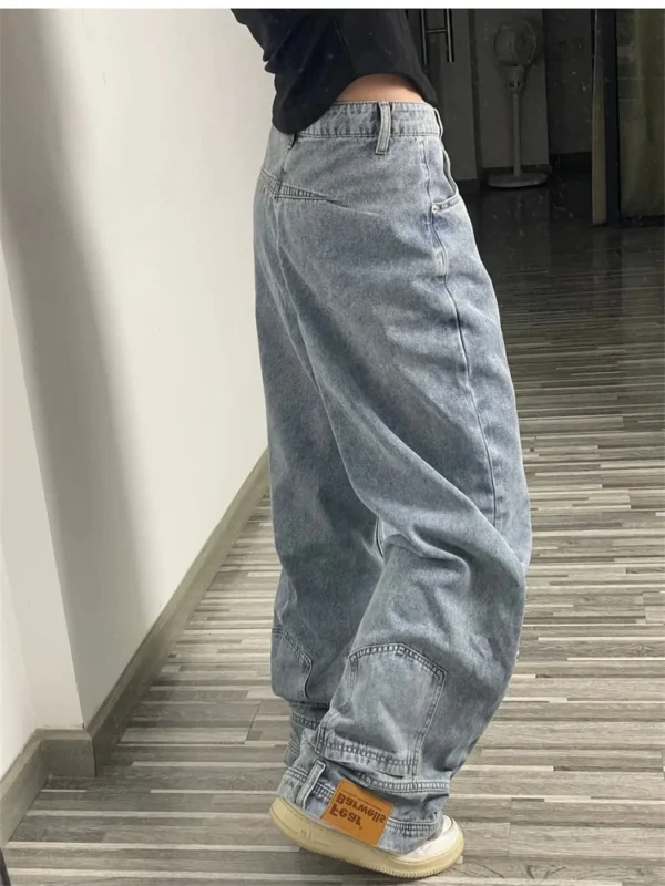 Ins Fashion American Retro Baggy High Waisted Jeans Woman High Street Denim Pants Reversible Trousers Streetwear Loose Jeans - Image 4