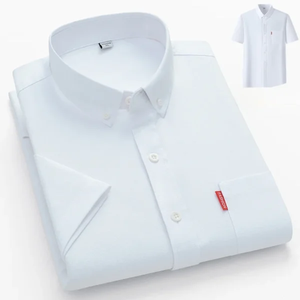 2024 New Luxury Men's Shirt Short Sleeve Summer Casual Oxford Fabric Solid Color 100% Cotton Social Office Slim Fit Men's M-5XL - Image 5