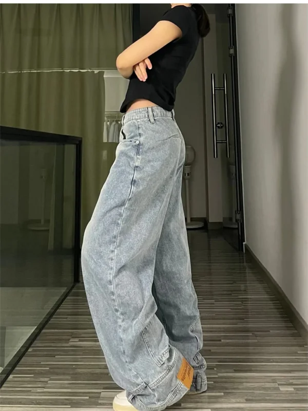 Ins Fashion American Retro Baggy High Waisted Jeans Woman High Street Denim Pants Reversible Trousers Streetwear Loose Jeans - Image 3