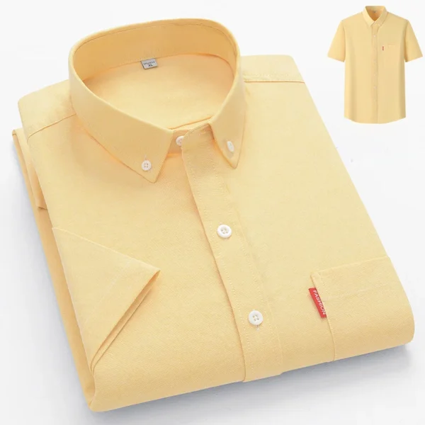 2024 New Luxury Men's Shirt Short Sleeve Summer Casual Oxford Fabric Solid Color 100% Cotton Social Office Slim Fit Men's M-5XL - Image 4