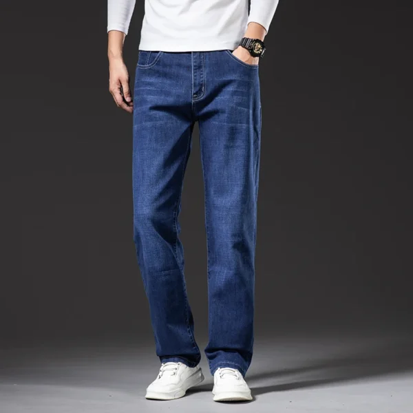 Classic Loose Straight Men's Jeans 2024 Autumn New Business Casual Stretch Cotton Denim Pants Plus Size Trousers 42 44 46 - Image 2