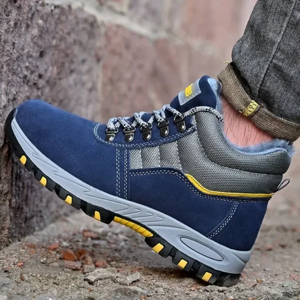 Men Steel Toe Winter Boots Puncture Proof Safety Shoes Warm Plush Work Boots Durable Protective Footwear for Cold Weather Work - Image 5