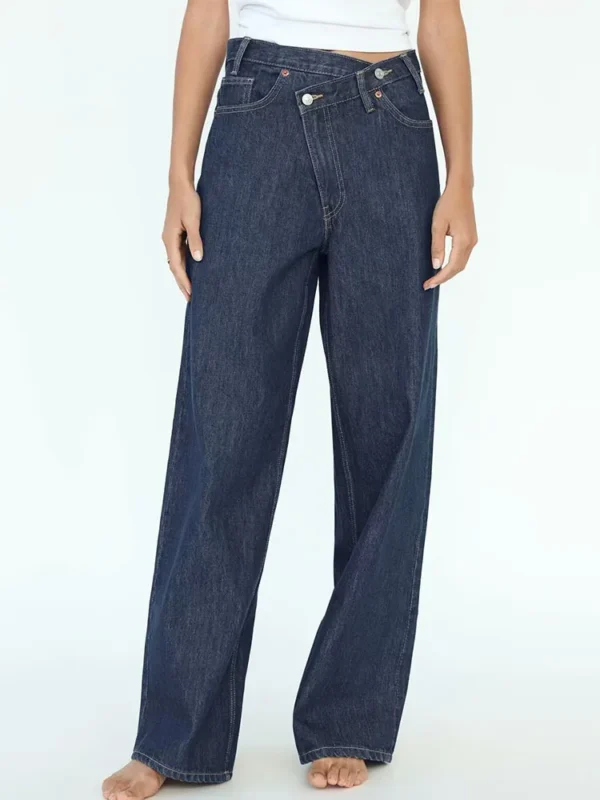 TFMLN Autumn Women Denim Jeans Causal Ladies Zipper Wide Leg Long Pants Vintage Pockets Loose Streetwear Baggy Chic Trousers - Image 3