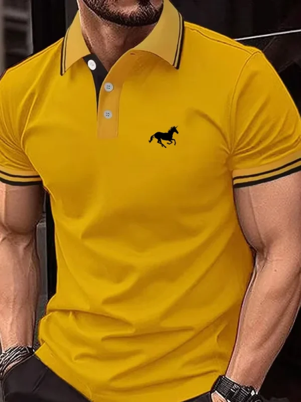 New Men's T-shirt Classic Short sleeved Polo Shirt Summer Top Casual T-shirt Button Lapel Super Large S-3XL Casual Polo Shirt - Image 2
