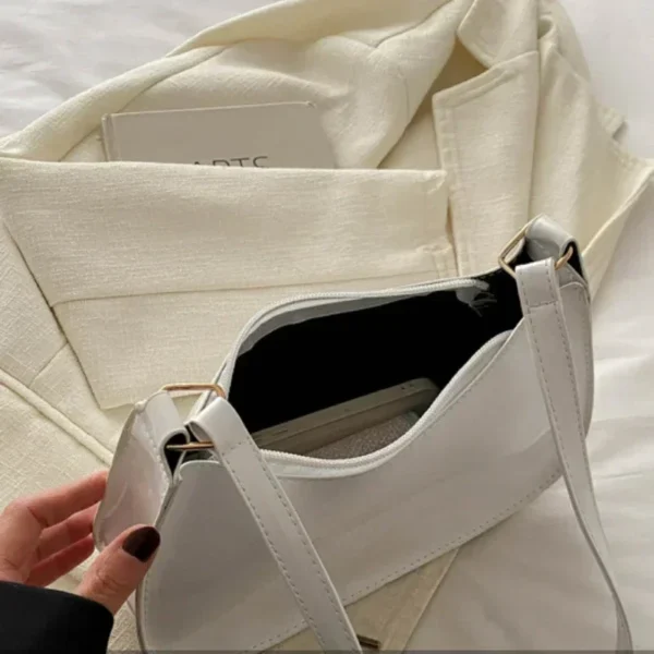 Women's Patent Leather Handbag Versatile Fashion Shoulder Casual Commuting Bags Girl Brand Designer Zipper Handbag Korean 2025 - Image 4