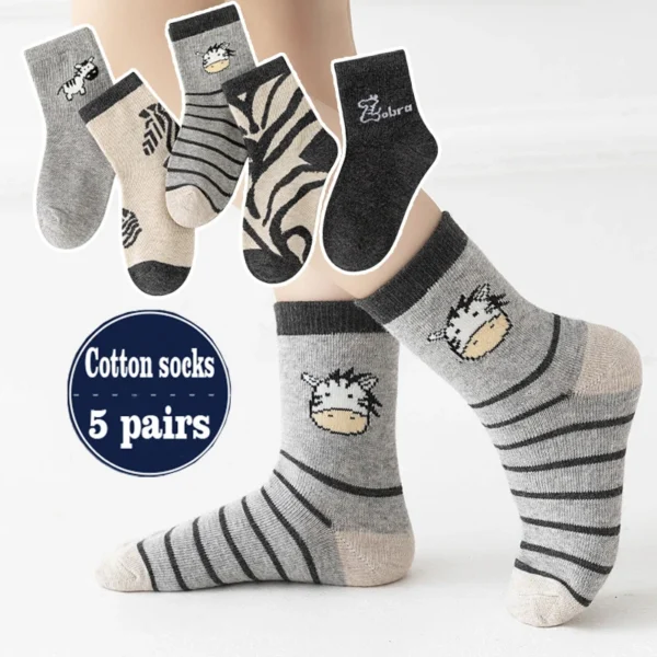 5Pair/bag New Children Cute Cartoon Soft Socks Kids Spider Man Fashion Medium tube socks Boys Girls cotton socks 1-12Years - Image 2