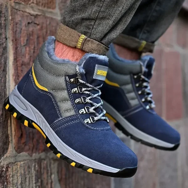 Men Steel Toe Winter Boots Puncture Proof Safety Shoes Warm Plush Work Boots Durable Protective Footwear for Cold Weather Work - Image 2