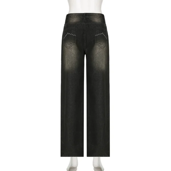 SUCHCUTE Low Waist Jeans for Women Goth Y2k Style Baggy Jeans Punk New Jeans Wide Leg Denim Pants Kpop Casual Loose Streetwear - Image 6