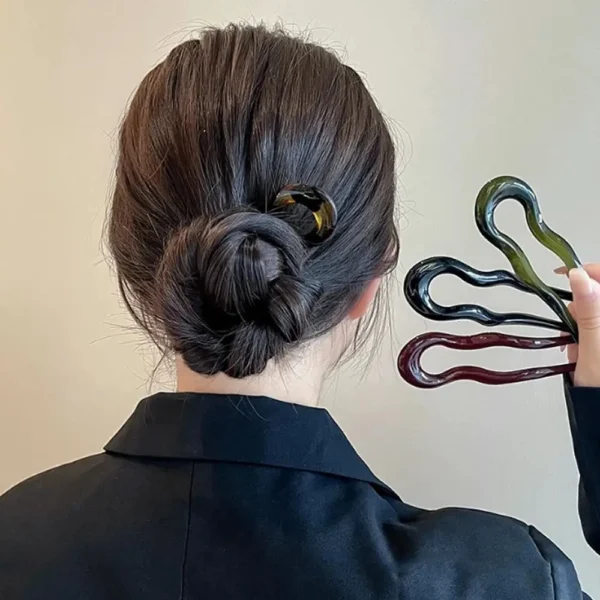 U-Shaped Hair Fork Fashion Tortoiseshell Acetate Hairpin Geometric Design Headwear Hair Sticks Women Girls - Image 4