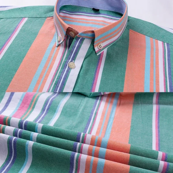Men's Social Shirt Long Sleeve Pure Cotton Oxford Thin Soft Buttoned Plaid Formal Male Clothes Oversized Shirt Plus Size S~7XL - Image 5