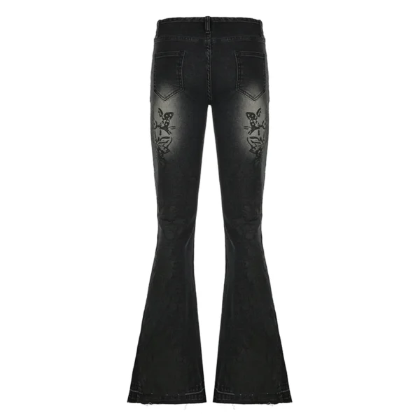 CIBBAR Streetwear y2k Flare Jeans Distressed 2000s Floral Print Low Rise Slim Denim Pants Korean Women Trousers Retro Mom Jeans - Image 2