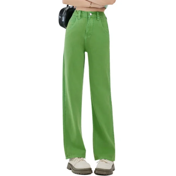 Green Colors Bright Denim Jeans Women Narrow Edition Straight Wide Leg Trendy New High Waist Fashion Brand New Arrivals Jeans - Image 5
