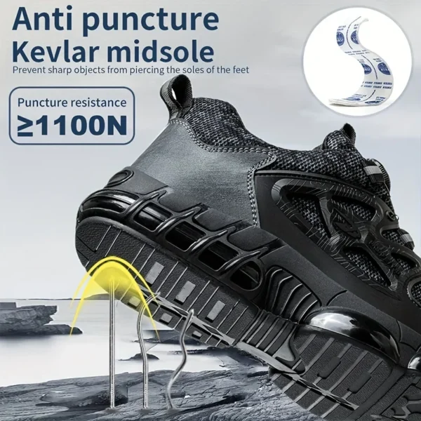 Rotating Button Safety Shoes Men Steel Toe Sneaker Air Cushion Work Shoes Man Puncture Proof Work Safety Boots Protective Shoes - Image 3