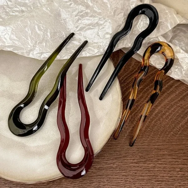 U-Shaped Hair Fork Fashion Tortoiseshell Acetate Hairpin Geometric Design Headwear Hair Sticks Women Girls - Image 6
