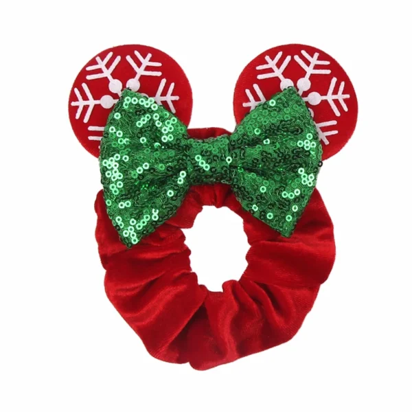 Disney Mouse Ears Velvet Scrunchies Hairband Women Elastic Ponytail Holder Girls Sequin Bow 2023 Kids Party DIY Hair Accessories - Image 6