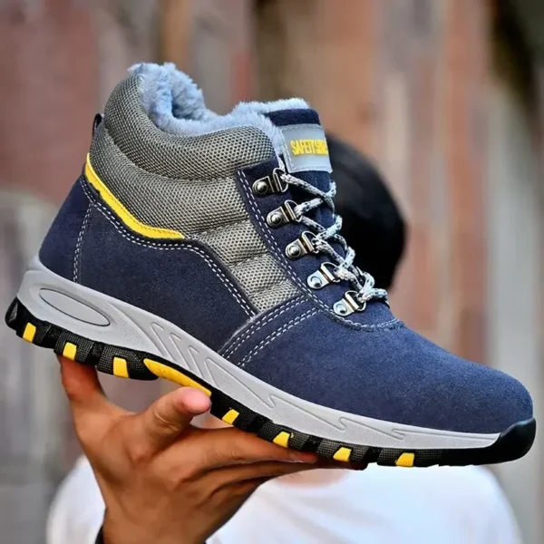 Men Steel Toe Winter Boots Puncture Proof Safety Shoes Warm Plush Work Boots Durable Protective Footwear for Cold Weather Work - Image 4