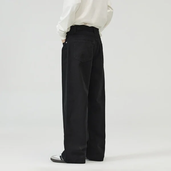 100％ Cotton Men's Baggy Straight Jeans Comfortable Soft Casual Pants Fashion Korean White Brown Denim Trousers Male Clothing - Image 6