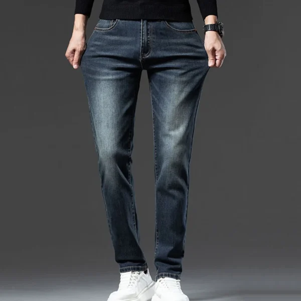 Brown Fashion Denim Jeans Men Luxury Cotton Elastic Trend Retro High Quality Casual Business Nostalgic Men's Straight Trousers - Image 5