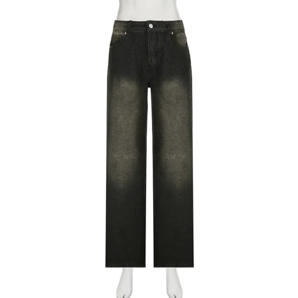 SUCHCUTE Low Waist Jeans for Women Goth Y2k Style Baggy Jeans Punk New Jeans Wide Leg Denim Pants Kpop Casual Loose Streetwear - Image 5