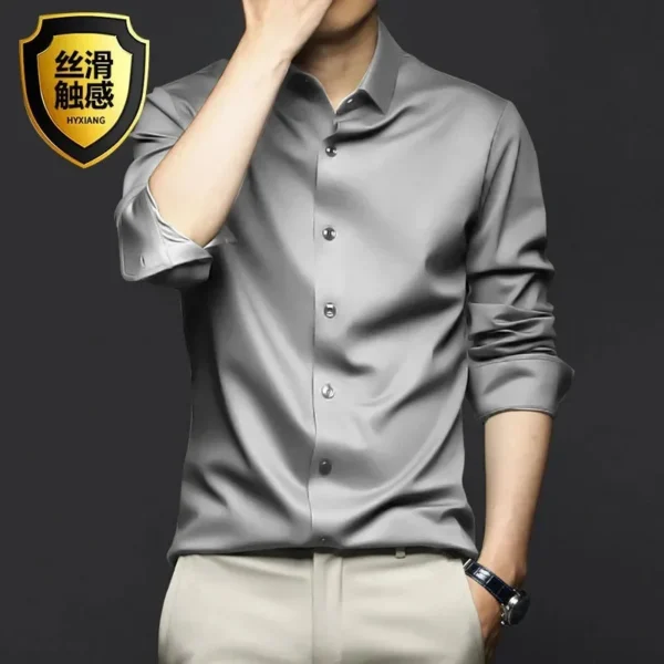 Men's Shirt Business Formal Social Banquet Wedding Fit Smooth Non-iron Green Korean Style No Pocket White Shirt Large Size 5XL - Image 4
