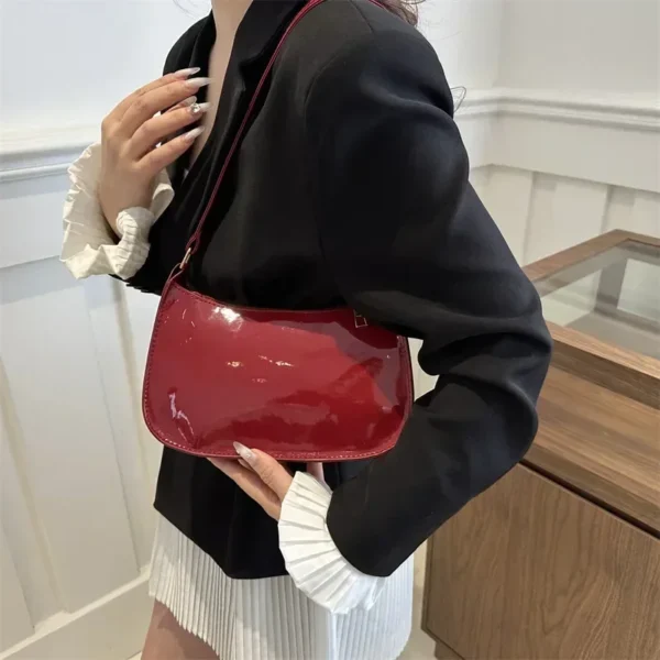 Women's Patent Leather Handbag Versatile Fashion Shoulder Casual Commuting Bags Girl Brand Designer Zipper Handbag Korean 2025 - Image 2