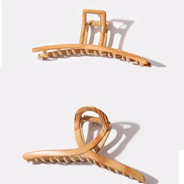 Large Wood Grain Metal Hair Claw Shark Clip Tail Clip Korean Style Hair Pin Bathroom Hair Accessories Hair Clips For Men Women C - Image 3