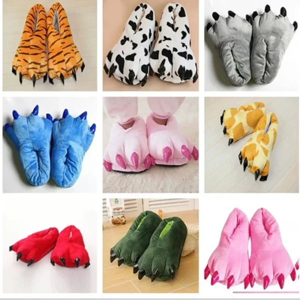 Winter Soft Warm Monster Dinosaur Paw Funny Slippers for Men Women Kids Parent-child Home House Slipper Shoes Room Cotton Shoes - Image 6