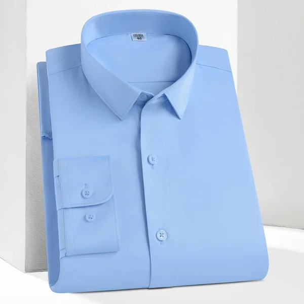 New men's social shirts long sleeve smooth comfort soft casual without pocket solid Dress shirt regular fit wrinkle Free Man Top - Image 2