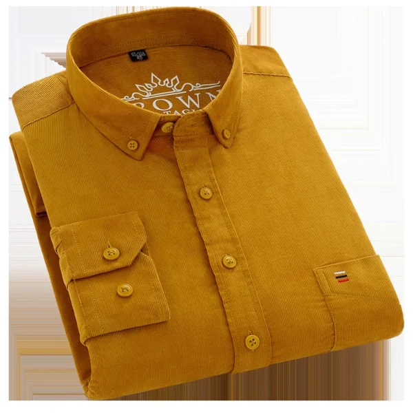 7XL 6XL Cotton Corduroy Shirt Men’s Long Sleeve Casual Regular Fit Soft Comfortable Pocket Dress Shirts For Male Blouse Clothes - Image 3