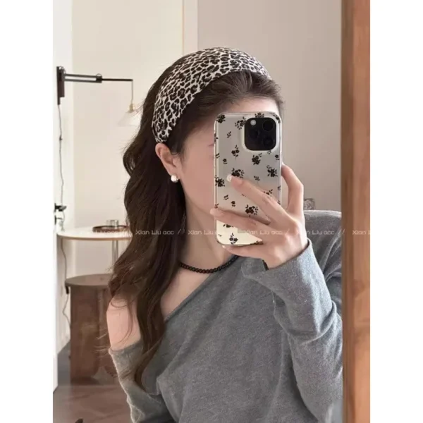 Leopard Slip High-End Feel Stylish Fashionable Hairband For Women Vintage Hair Styling Headband Face Wash Hair Accessories - Image 5