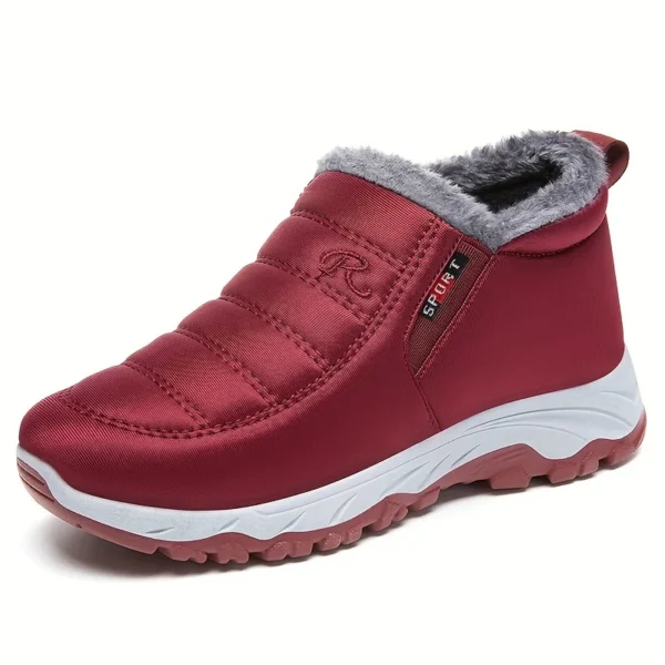 Women's Fleece Lined Snow Boots, Winter Warm Waterproof Slip On Ankle Boots, Thermal Outdoor Short Boots - Image 5