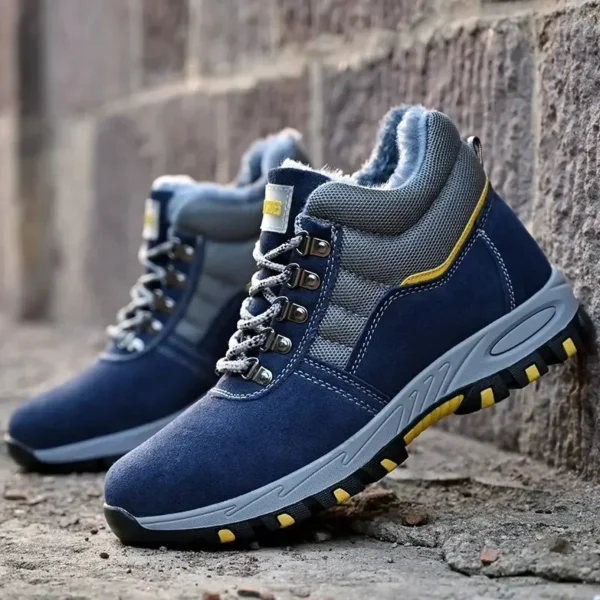 Men Steel Toe Winter Boots Puncture Proof Safety Shoes Warm Plush Work Boots Durable Protective Footwear for Cold Weather Work - Image 3