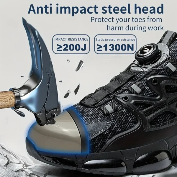 Rotating Button Safety Shoes Men Steel Toe Sneaker Air Cushion Work Shoes Man Puncture Proof Work Safety Boots Protective Shoes - Image 2